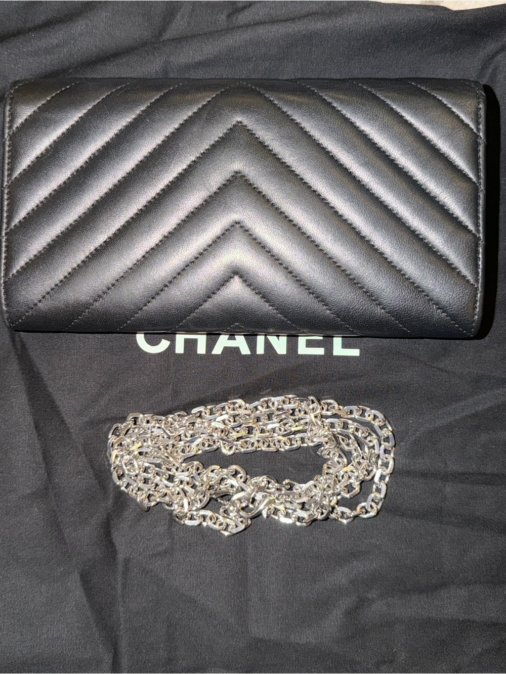 Chanel Black Quilted Chevron Wallet with Silver Hardware - Picture 2 of 3